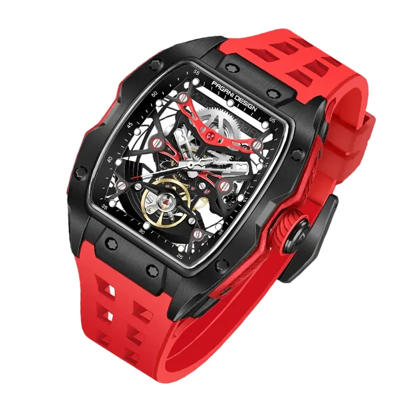 Pagani Design Skeleton Dial Red Men's Watch- PD-YS018